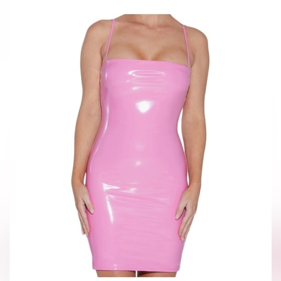 naked wardrobe Dresses & Skirts - Naked Wardrobe Bubble Gum Mini Vinyl
Tube Dress Spaghetti Straps Size M
NWOT